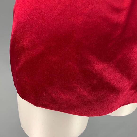 PRADA Size 10 Red Silk Pleated Sleeveless Dress Top - Picture 4 of 10